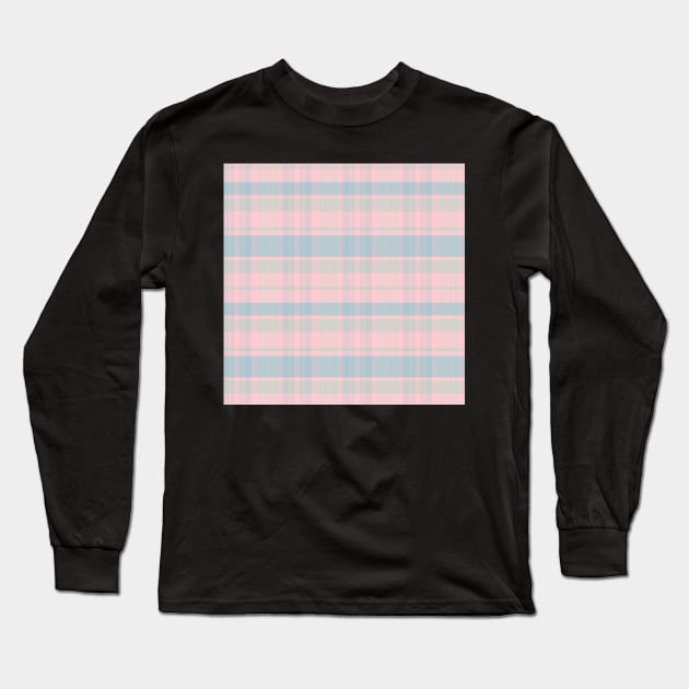 Pastel Aesthetic Calan 1 Hand Drawn Textured Plaid Pattern Long Sleeve T-Shirt by GenAumonier